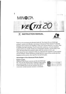 Minolta Vectis 20 manual. Camera Instructions.